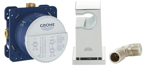 GROHE Rapido Smartbox Bundle | Brause- und Duschsysteme - Universal Unterputz-Einbaukörper + Euphoria Cube Wandanschlussbogen