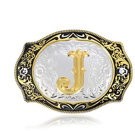 Gürtelschnalle mit Initialen, Buchstaben-Gürtelschnallen, kleine Größe, für Damen, Mädchen, Jungen, Herren, Westernschnallen für Gürtel (ABC-Z) - Gold - Klein