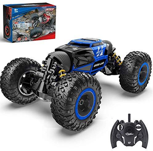 BEZGAR TD141 Ferngesteuertes Auto - 4WD 2.4GHz RC Autos für Kinder, Verwandeln Auto Spielzeug Stunt car mit wiederaufladbarer Batterie für Jungen und Erwachsene, Blau