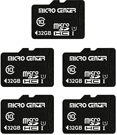 Micro Center 32GB Class 10 Micro SDHC Flash Memory Card with Adapter for Mobile Device Storage Phone Tablet Drone (5 Pack)