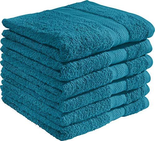 REDBEST Handtuchset, Frottierset 6er-Pack Chicago Petrol Größe 50x80 cm - saugstark, strapazierfähig, ideal für Reisen, Sport (weitere Farben)