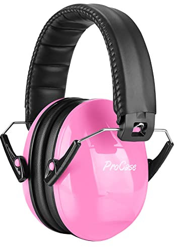 ProCase Cuffie Antirumore Bambini, NRR 21 dB Cuffie Comode Pieghevoli Regolabili per Proteggi I Tuoi Bambini dai Rumori Forti Fuoco D'artificio Concerto Aereo Dormire Studiare Teatro Studio -Rosa