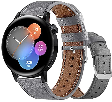 Armbänder Leder Uhrenarmband für Huawei Watch GT3 42mm Leder mit Metallschnalle aus Edelstahl Armband für Herren Damen, Lederarmband für Huawei Watch GT3 42mm