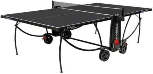 Pegasi Tischtennisplatte 800 - Tischtennisplatte Indoor - Faltbare Tischtennistisch- Klappbar - Original Tischtennistisch - Mit Rädern - Beweglich - Schwarz