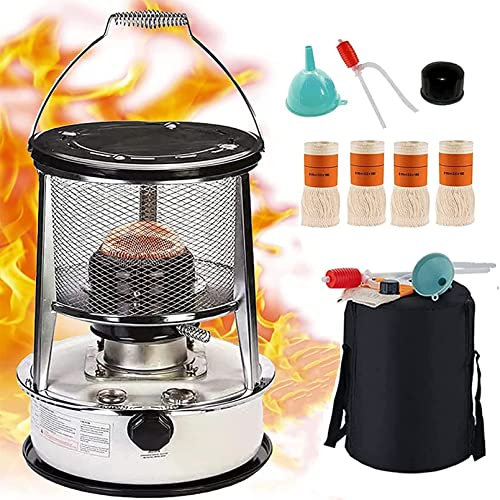 FXNFXLA Kerosene Heater for Indoor Outdoor Use, Kerosene Stove Heater with Stove Bag, Lightweight Portable Stainless Steel Oil Heater, for Home Indoor Outdoor Camping Deck(Color:White 6L)