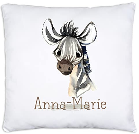 timalo® Zebra Personalisiertes Kissen mit Namen | personalisiertes Dekokissen mit Wunschname für Kinder individuelles Geschenk Namenskissen | Kissen-t-5