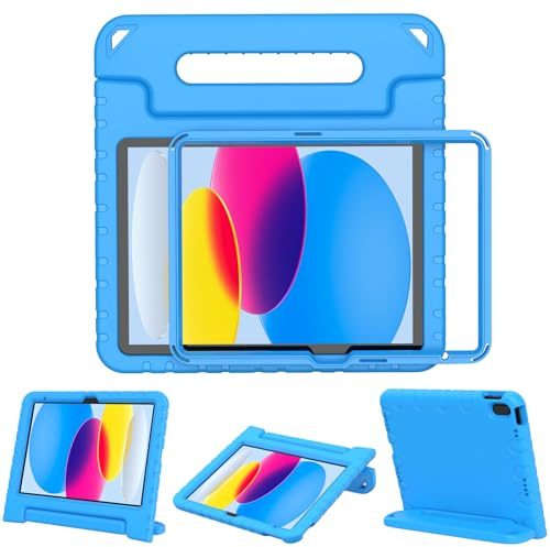 Surom Case for iPad A16 11th Gen 11/10th Gen 10.9 2025/2022, Blue | Built-in Screen Protector, Shockproof Convertible Handle Protective Cover, Sturdy Stand, Lightweight Protective Case