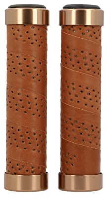 Gusti Echtes Leder - Nairo Q. Lenkergriff Fahrradgriff Ledergriff Braun Leder Metallring Rosegold