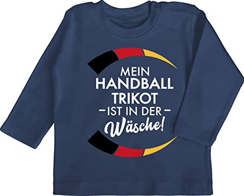 Baby Langarmshirt - 2026 - Mein Handball Trikot ist in der Wäsche - Handball WM EM Witzig Spruch Lustig Trikot Ersatz - 12/18 Monate - Navy Blau - 2022 Tshirt Handball+sprüche t-Shirt 2024 Shirt