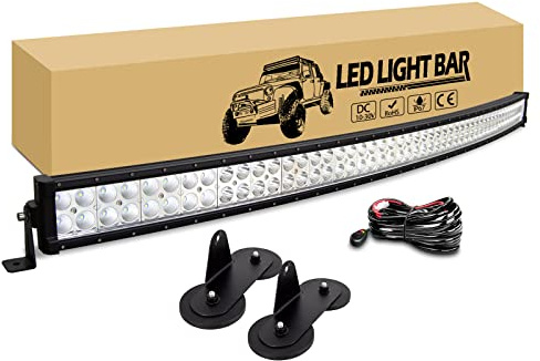RIGIDON Arbeitsscheinwerfer Gebogen 52 Zoll 130 cm 300W Led Light Bar Kit | 12V Kabelbaum Kit, Led Balken Auto Magnet Halterung, Wasserdicht Offroad Zusatzscheinwerfer für 4x4 SUV ATV KFZ LKW Fahrzeuge