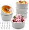 ZSMJAER 6 Bowl in Ceramica Bianca e 6 Forchette, da 185ml, Cocotte in Porcellana, Pirottini da Forno o per Snack, Cocotte per Crème Brulee, Ideali per Soufflé, Tortino al Cioccolato, Budini ecc..