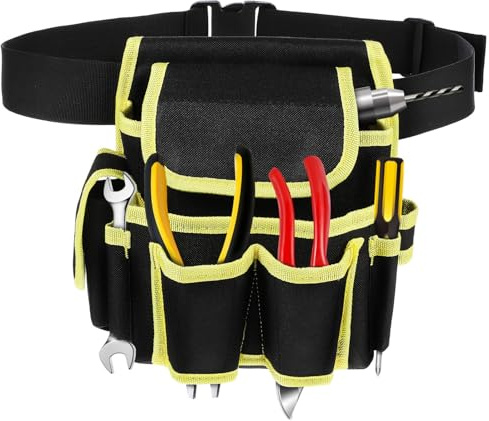 Hemobllo Tool Belt Pouch - 8 Pockets Tool Pouch Canvas Tool Belt Pouch with Adjustable Belt Electrician Tool Bag Hammer Holder Work Tool Pouch for Electricians, Carpenters