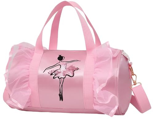 Sac de Danse pour Filles Sacs de Danse Rose pour Filles Sac de Gymnastique Sac de Sport à Bandoulière Sac de Rangement pour Chaussures de Danse de Princesse pour Les Filles et Enfants