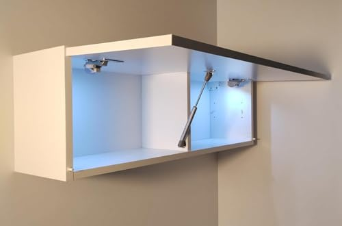 Milionmeblicom Armario Suspendido De Baño Laura 80x30x23 cm Mueble Pared Colgar con Estante Cocina Blanco Brillante de Almacenamiento con Iluminación LED Moderno Mueble Auxiliar Espacioso