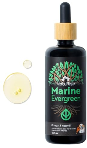 NatuRise® Omega 3 Algenöl für Haustiere Vegan [100ml] - Algen Öl für Hunde, Katzen & Pferde mit 1822mg DHA & EPA - Laborgeprüft - Triglycerid-Form - UV-Glas, Pipette & Dosierskala - Algengeschmack