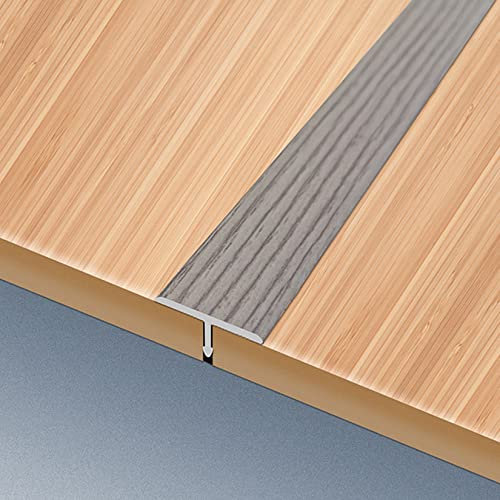 Übergangsleiste für T-Form aus Metall, Selbstklebende Teppichkantenverkleidung, graue Reduzierrampe für Türschwellen für flachen Boden, Kantenleisten in Holzoptik (Farbe: Breite 25