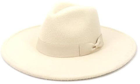 FULUJIDI Fedora Trilby Filzhut Hut Jazz Panama Fedora Hut Frauen Party Hochzeit Kirche Top Hut Männer Panama Filz Kappe 56 To58 cm Beige