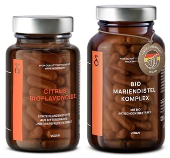 CLAV® Superfood Set, Mariendistel & Artischocke mit Citrus Bioflavonoide | Für Wohlbefinden & Antioxidantien, Komplex reich an Flavonoiden, Silymarin, Cynarin, Diosmin & Hesperidin, im Apothekerglas
