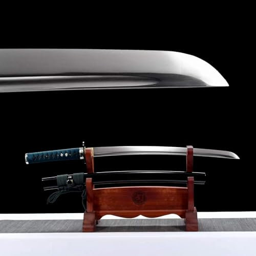 【Die Schönheit kalter Waffen】78cm großes handgefertigtes Samurai Schwert,Katana aus Federstahl mit Scheide aus Naturholz,Wakizashi für Cosplay,Dekoration,Ausstellung,Sammeln,Geschenk,Kampfsport