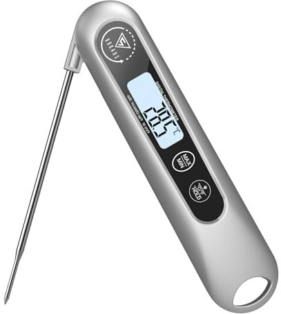 DOQAUS Termometro da Cucina Digitale, Termometro Alimenti Lettura Istantanea con Pieghevole Sonda Lunga, Termometro Alimentare per Carne Barbecue Vino Latte Liquidi Cibo Olio Frittura