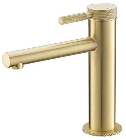 Wasserhahn Bad Waschtischarmatur Messing Einhebel Mischbatterie Waschbecken Armatur, Badarmatur Waschtischbatterie Badezimmer, Gebürstetes Gold