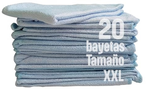 Clim Profesional 20 Bayetas de Microfibra Adi-Eco XXL Multiusos 40x40 cm Color Azul Súper Absorbentes y Reutlizables