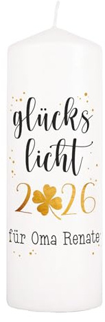 Herz & Heim® Stumpenkerze Glückslicht personalisiert mit Wunschtext