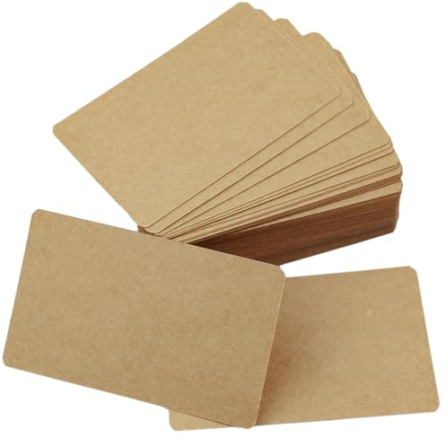 100 Feuilles Carte de Visite,54 x 88 mm Carte Vierge Jeu de Carte Vierge,Flash Cards Papier Carte de Visite Carte de Postale,Fiches D'étude Petite Carte pour Ecrire un Mot,Bricoler-Papier Kraft