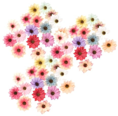 QUMIIRITY 50stücke Bunte Künstliche Gänseblümchen Kleine Blütenköpfe Aus Seidenstoff Für DIY Bastelarbeiten Realistische Langlebige Dekoration Für Kränze Sträuße Und Hochzeit Zuhause
