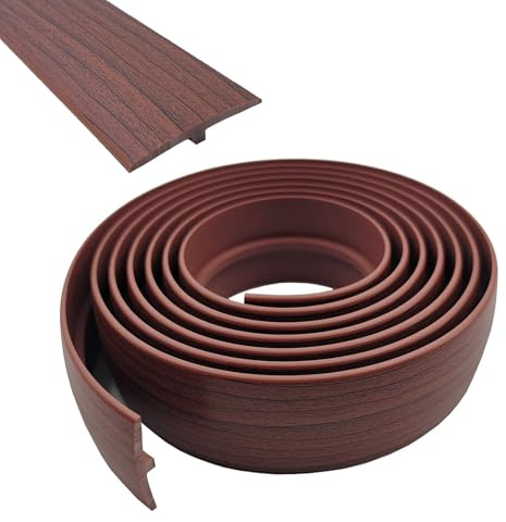 Übergangsprofil Selbstklebend, Breite 50 mm Selbstklebendes PVC-Übergangsstreifen-T-Formteil, Flexible T-Form-Übergangsstreifen für Laminat/MDF und Holzböden (Nussbaum, 5 m)