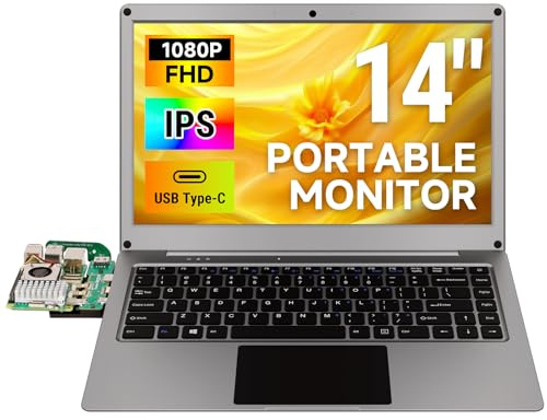 ELECROW Monitor Portatile 14 Pollici con Tastiera, Lapdock con Batteria Integrata, Display 1080P FHD IPS USB-C per Raspberry Pi, PC, Mac, Phone, Console