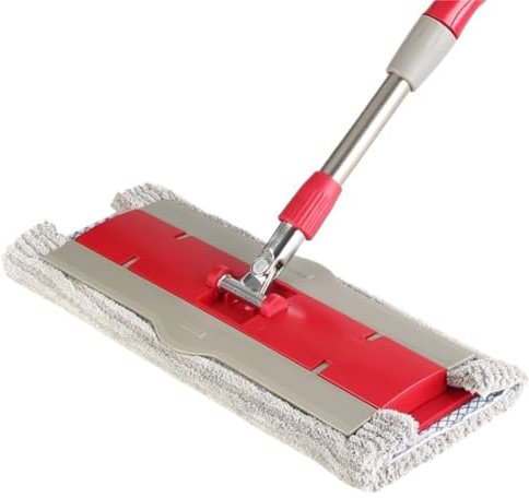 SHCHNA Spazzolone per Pavimenti Mocio Piatto con Clip, Mocio Piatto for Pavimenti in Legno, Mocio Sostitutivo for Asciugamani, Mocio Pigro for La Pulizia della Casa Mocio Pavimenti Mocio Mop(Rot)