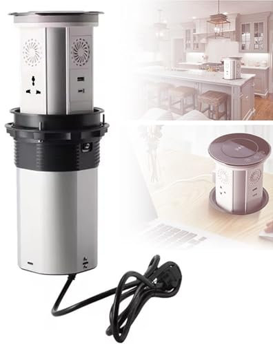 Wasd3Pods Regleta De Enchufes Automática, Enchufe Oculto Retráctil con Puerto Bus Serie Universal + Carga Inalámbrica + Altavoces Bluetooth Y WiFi,A