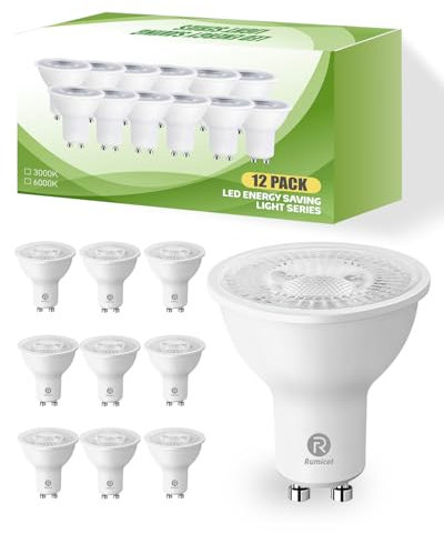 Trongle Bombillas LED GU10, 3000K Luz Cálida, 7W (Equivalente a 50W), 550 Lúmenes Bombilla GU10 LED con Certificación CE, No Regulable, Para Cocina, Dormitorio, Sala de Estar, Baño, Pack de 12