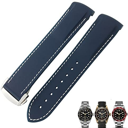 20mm 22mm Gummi -Klapp -Schnalle -Uhr -Gurt schwarze blaue rote Uhrenbänder für Tudor Black Bay für Männer Armband