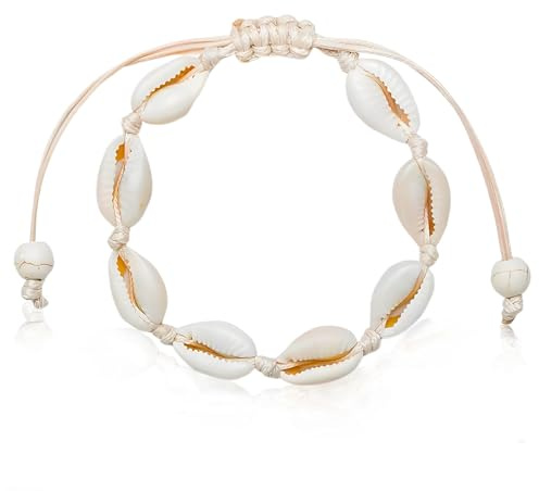 IHLOOTD Muschel Fußkette Damen, Boho Fußkettchen Knöchel Schmuck Verstellbar Shell Armband Fußschmuck Natürliche für Frauen Mädchen Hawaii Sommer Strand Party