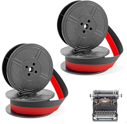 2 Stück Schreibmaschinenband,10M Farbband Schreibmaschine, Kompatibel mit Modell DIN 2103/32755 Nylon Schreibmaschinen Farbband (Rot + Rot)
