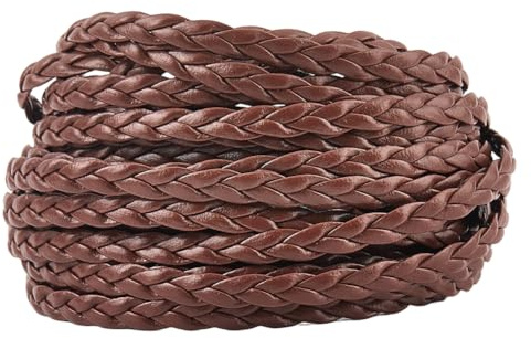 GORGECRAFT 5m PU Leather Folded String Rope 5mm Saddle Brown Flat Braided Leather Cord with 3 strands Leatherette Braiding Threads Rope for DIY Crafts Bracelet Necklace Keychain Jewelry Making