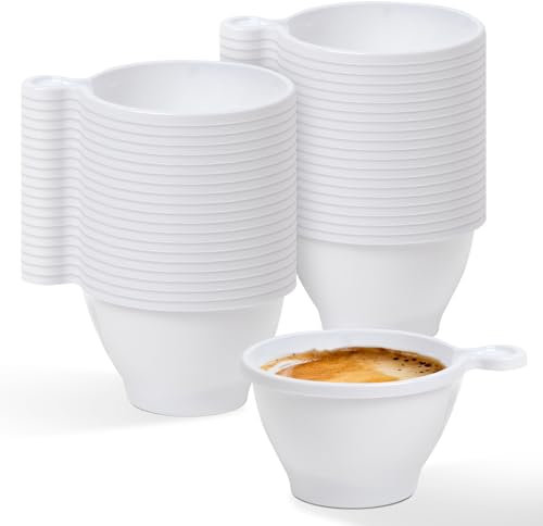 Maxi Products - 100 Tazas de Café Reutilizable Blanca - 170 cc (6 oz) - Vasos Desechables - Perfecta para Catering, Oficinas y Eventos - Ideal para Hostelería - EXTRA RESISTENTE