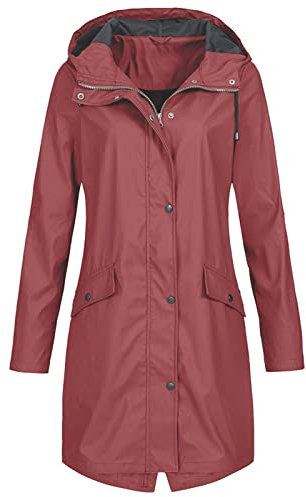 FUPODD Regenjacke Damen Lang Wasserdicht Regenmantel Mit Kapuze Übergangsjacke Winddicht Trenchcoat Outdoor Mantel Atmungsaktiv Windbreaker Jacke Für Frauen Leichte Regenparka Wandern Funktionsjacke