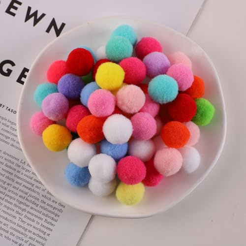 WANYI 200 Stück Bunte Pompons zum Basteln 2cm Pompons Mini Pom Poms Rund Flauschigen Plüsch Bälle Bommel Weihnachten für DIY Kreative Handwerk Ostern Weihnachten
