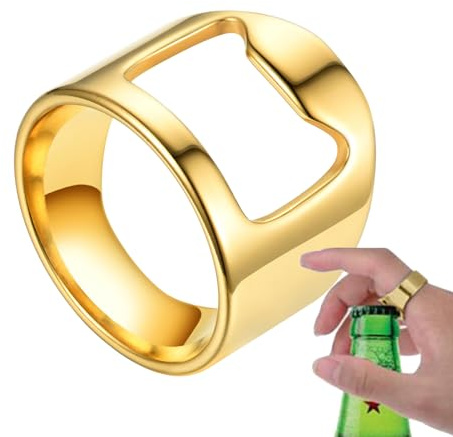 Apribottiglie ad anello, anello apribottiglie, anello in acciaio al titanio, elegante anello in acciaio al titanio, apribottiglie di birra portatile creativo per