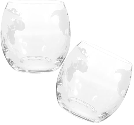 iplusmile Verre Bascule 2 Pièces 450ml en Verre, Tasse à Lait Transparente | Tasses à Café en Verre, Verres à Boire pour Restaurants, Design Carte du Monde