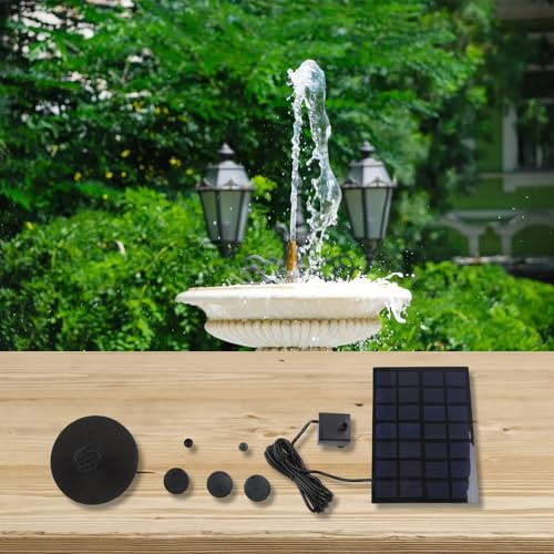 FUBESK Solar Schwimmende Vogeltränke Springbrunnen Pumpe mit 6 Düsen für Gartenteiche und Aquarien