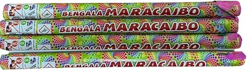 Bengala Maracaibo 4 Pezzi F1 – Bengala Fuochi d’Artificio con Effetto Cascata Rossa e Verde – Ideali per Feste, Compleanni, Matrimonio, Foto e Torta – Fuochi d’Artificio Pirotecnici Sicuri per