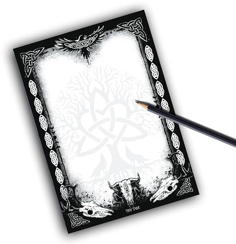 TinyTami Viking Notizblock A5 Nordischer Schreibblock mit Runen & Wikinger-Symbolen 50 Blatt Keltisches Design