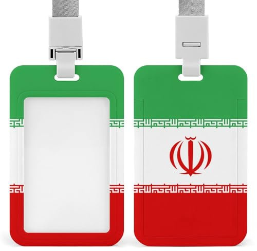 Flag of Iran Funny ID Badge Holder with Lanyard Name Card Holders for Work Nurse Teacher