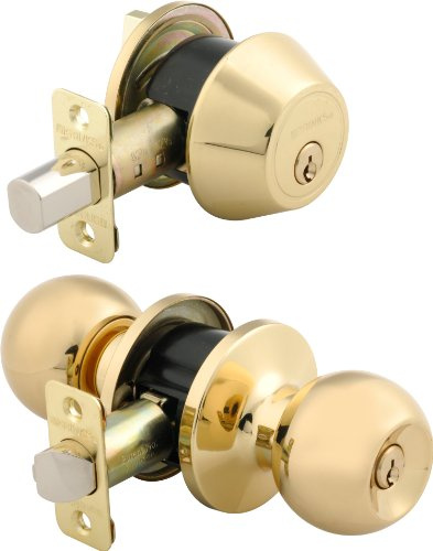 BRINKS - Combo Entry Keyed Door Knob and Deadbolt Lock Set, Polished Brass - Pick, Bump and Drill Resistant and Comes with an Anti-Pry Shield
