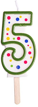PME Vela con Borde Verde de Número 5, Tamaño Grande