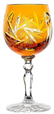 Likörglas Likörkelch Wodkaglas Schnapsglas Schleuderstern Gelb 60 ml Handgeschliffen Kristallglas